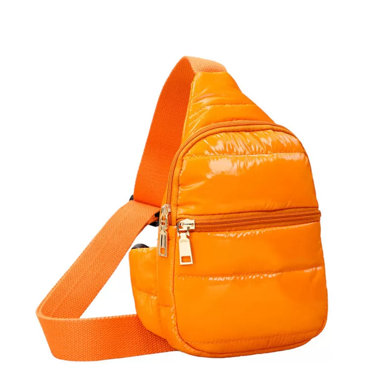 Glossy Solid Puffer Mini Sling Bag