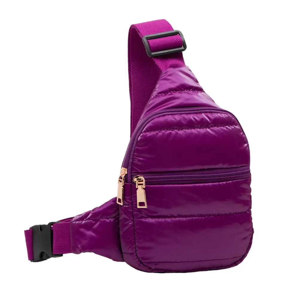 Glossy Solid Puffer Mini Sling Bag