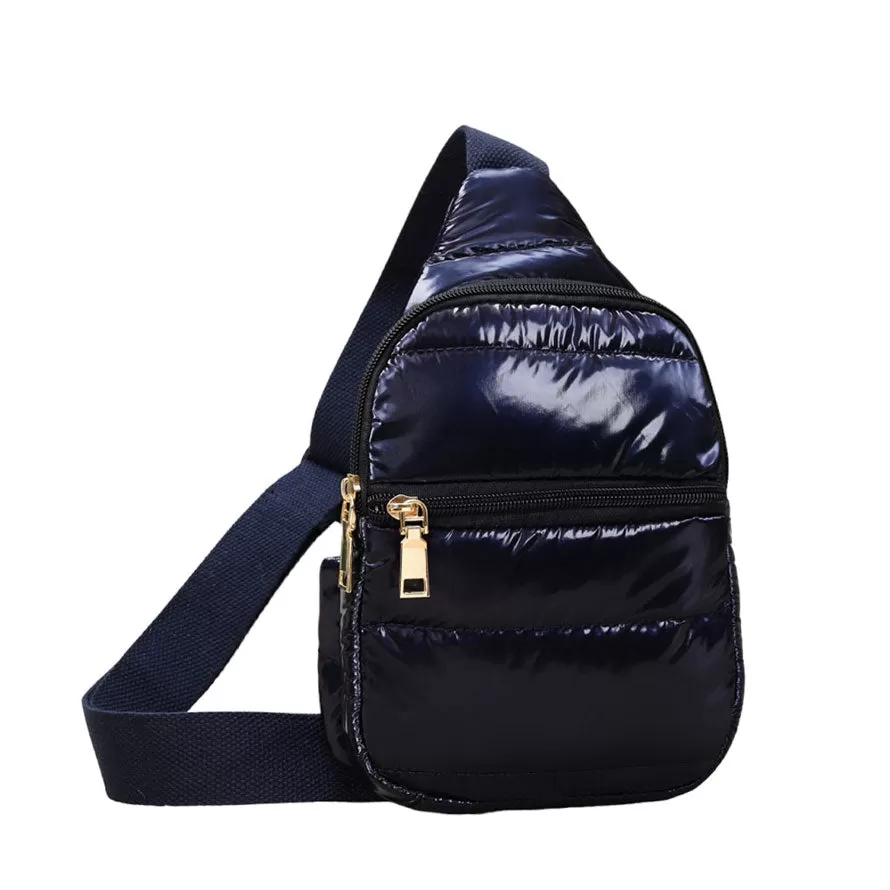 Glossy Solid Puffer Mini Sling Bag