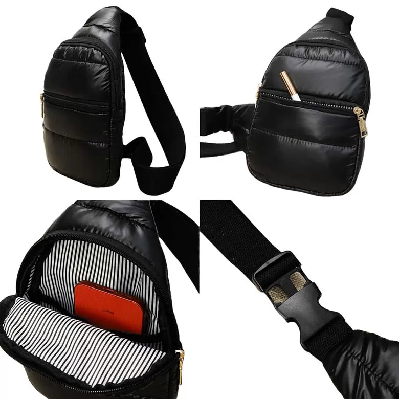 Glossy Solid Puffer Mini Sling Bag