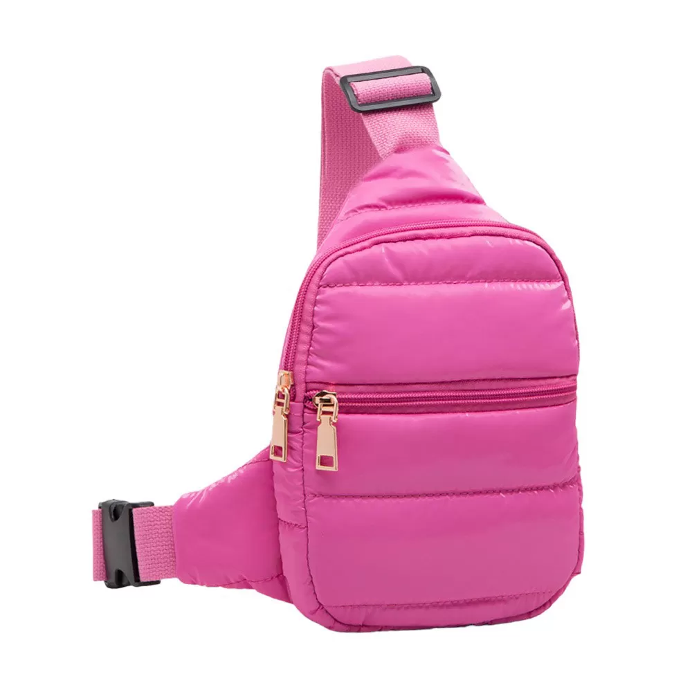 Glossy Solid Puffer Mini Sling Bag