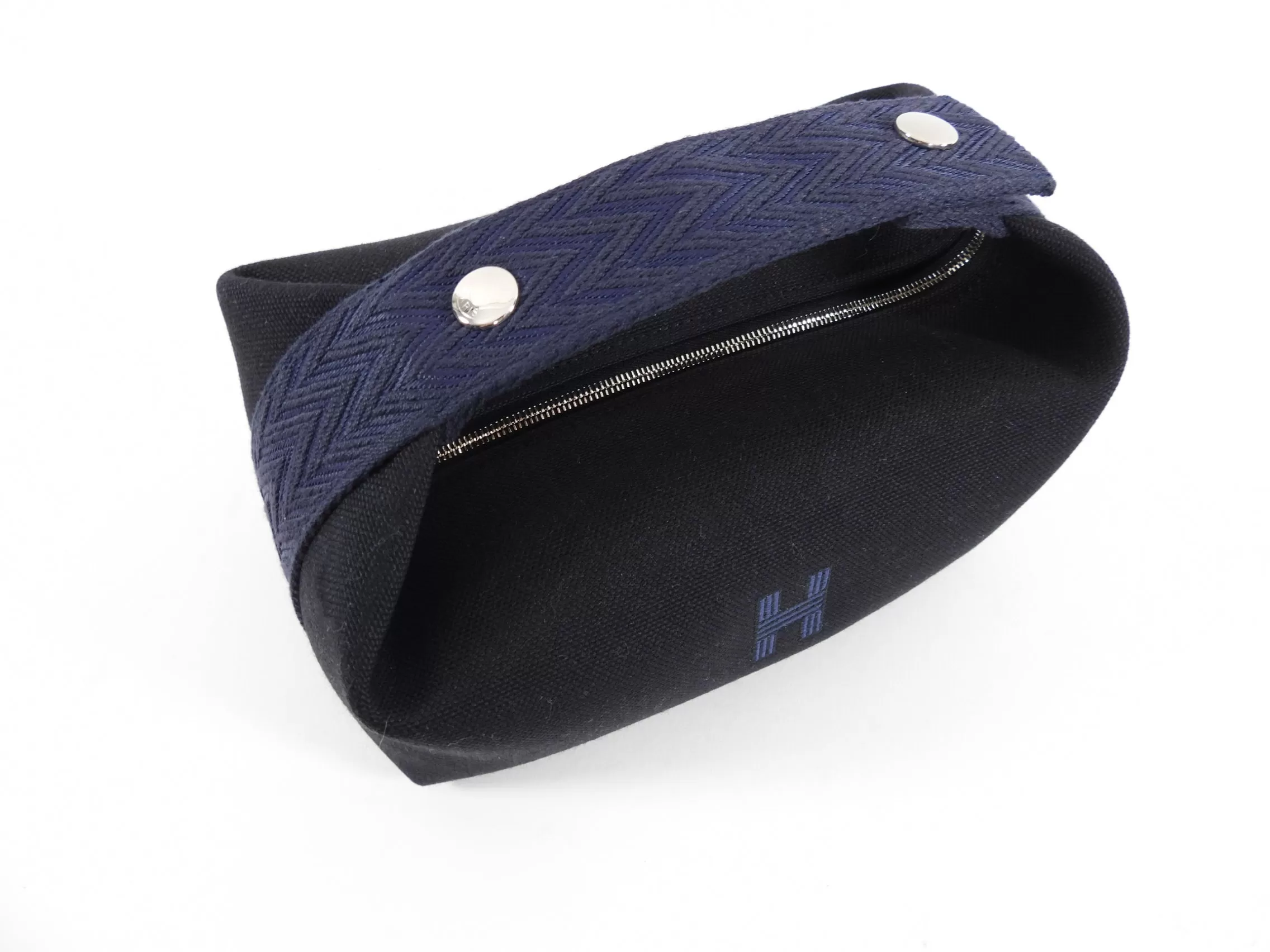 Hermes Small Black and Navy Bride a Brac Canvas Travel Bag