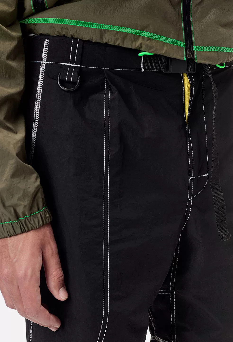 High Shrunk Nylon Mountain Shorts / Black X Yellow