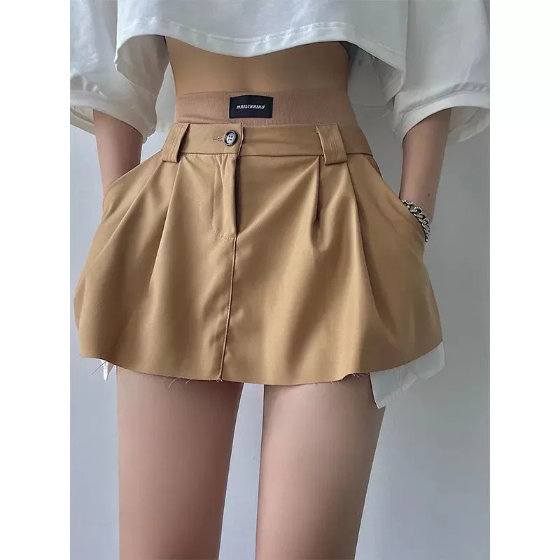 High Waist Woolen Frill Skirt