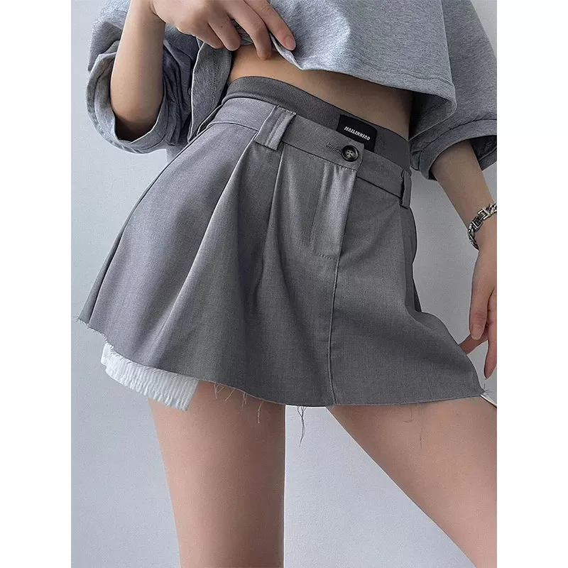 High Waist Woolen Frill Skirt