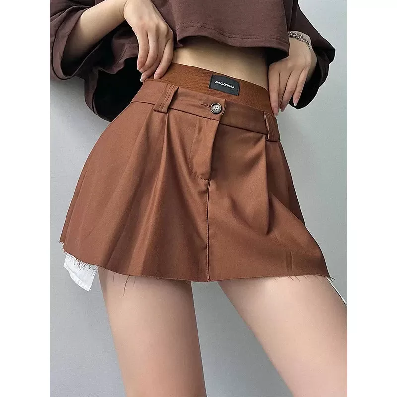 High Waist Woolen Frill Skirt