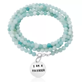 I am a Warrior - Affirmation Wrap Bracelet with Amazonite