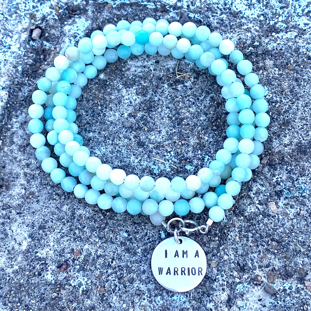 I am a Warrior - Affirmation Wrap Bracelet with Amazonite