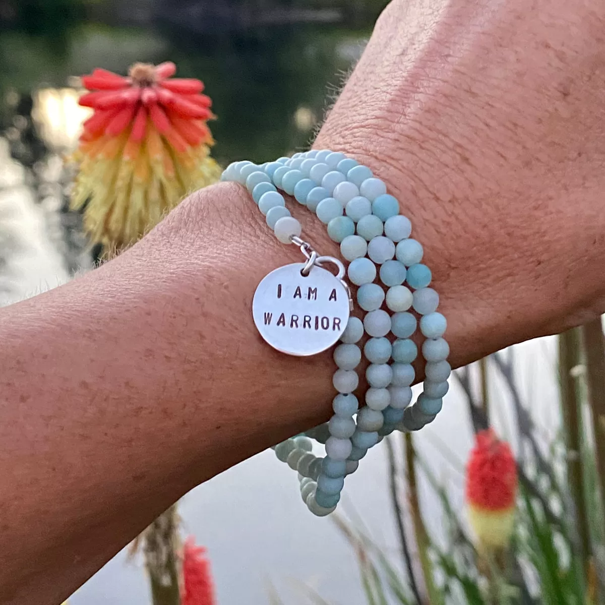 I am a Warrior - Affirmation Wrap Bracelet with Amazonite