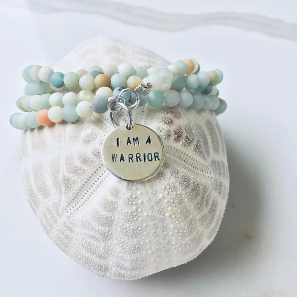 I am a Warrior - Affirmation Wrap Bracelet with Amazonite