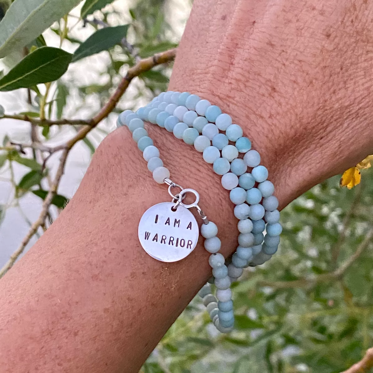 I am a Warrior - Affirmation Wrap Bracelet with Amazonite