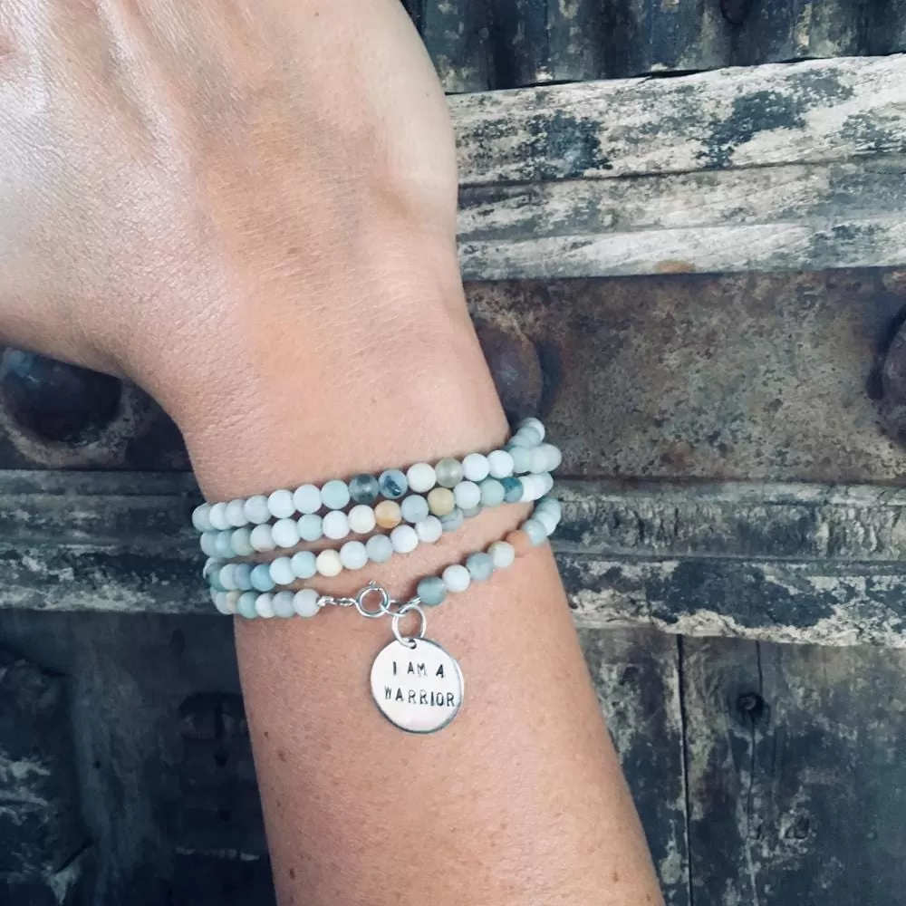 I am a Warrior - Affirmation Wrap Bracelet with Amazonite