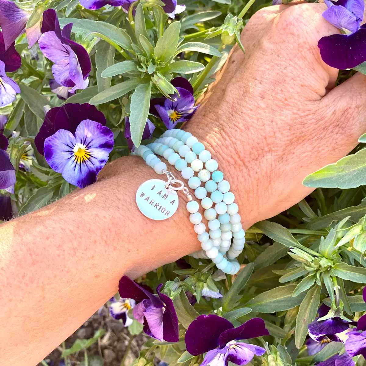 I am a Warrior - Affirmation Wrap Bracelet with Amazonite