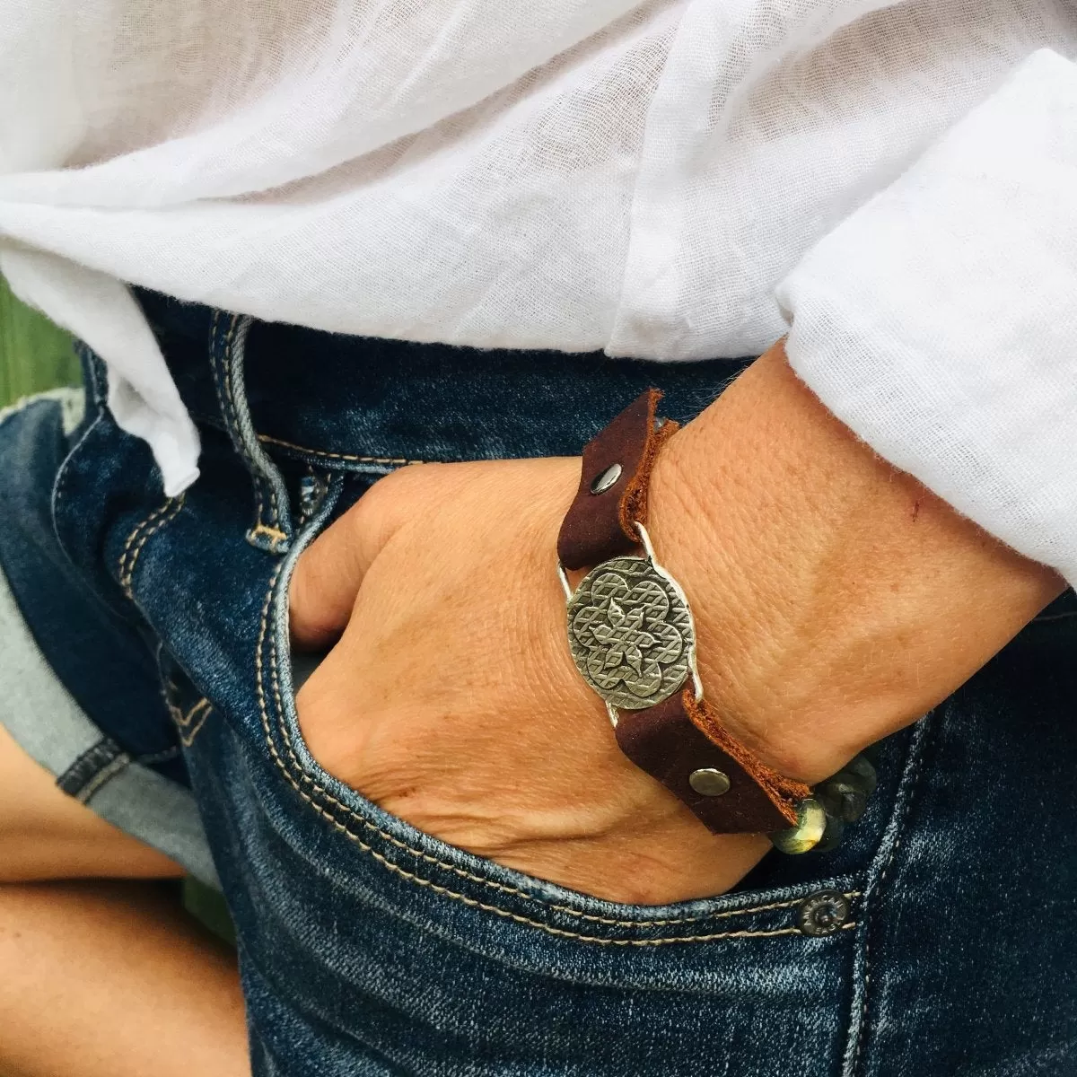 I Choose Happiness Labradorite Visualization Bracelet & Labradorite Wrap Combo