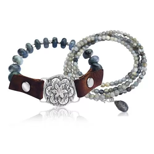 I Choose Happiness Labradorite Visualization Bracelet & Labradorite Wrap Combo