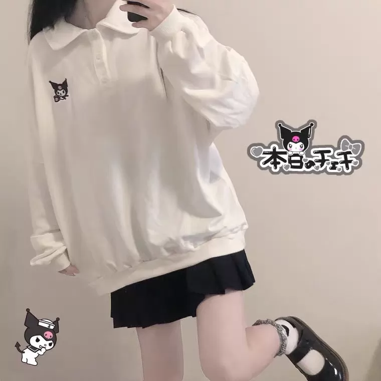 JAPANESE CUTE KUROMI SOFTGIRL POLO SWEATSHIRT BY90012