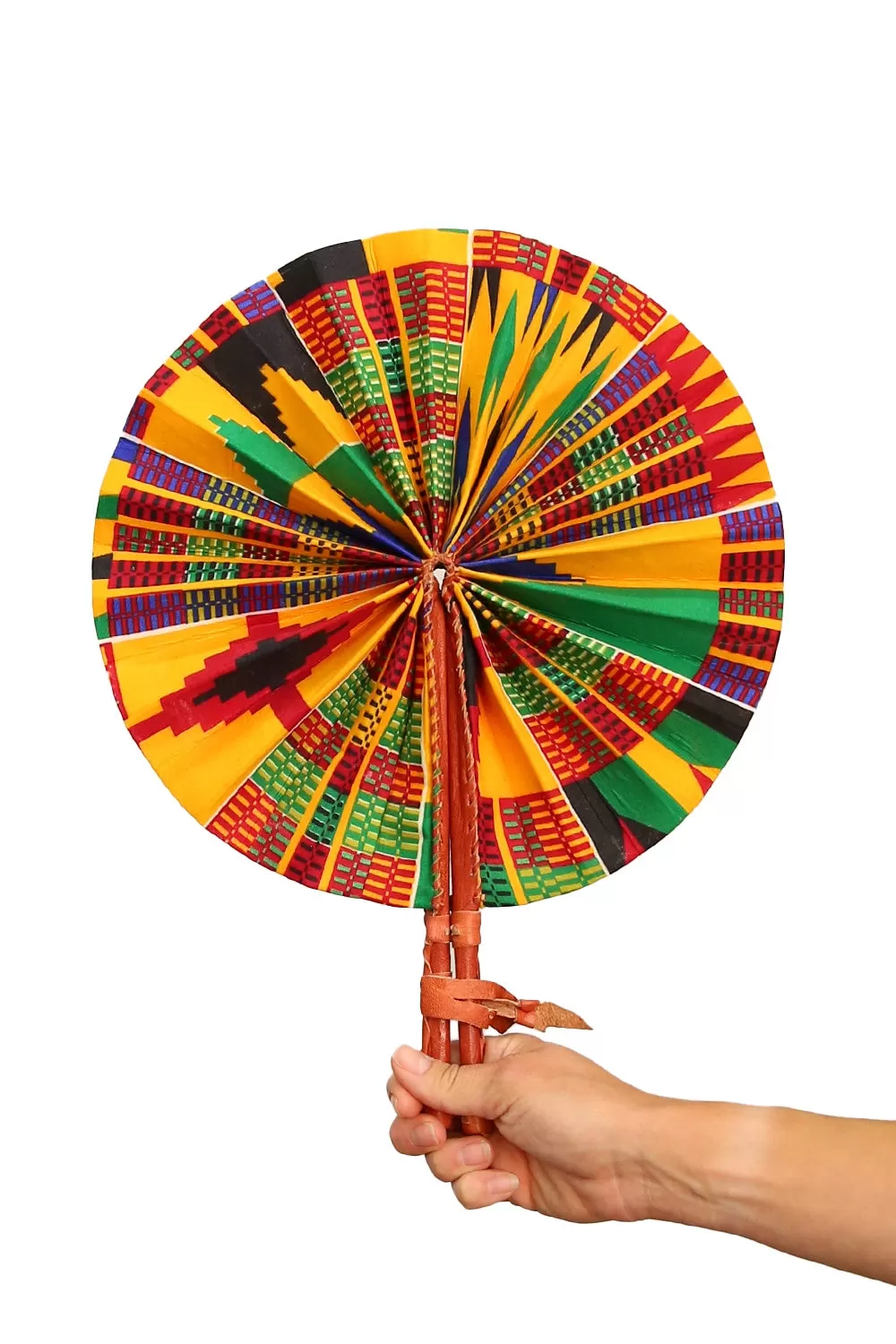 JUNGLE DIRECT FOLDING FAN GOLD/GREEN/MAROON