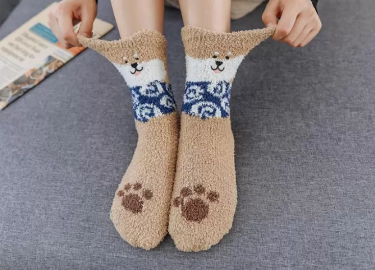 Kawaii Cute Room Socks - Brown Shiba