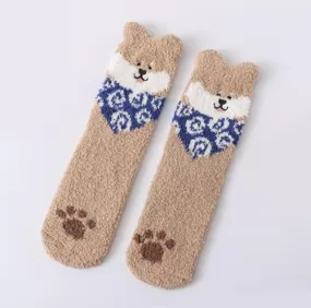 Kawaii Cute Room Socks - Brown Shiba