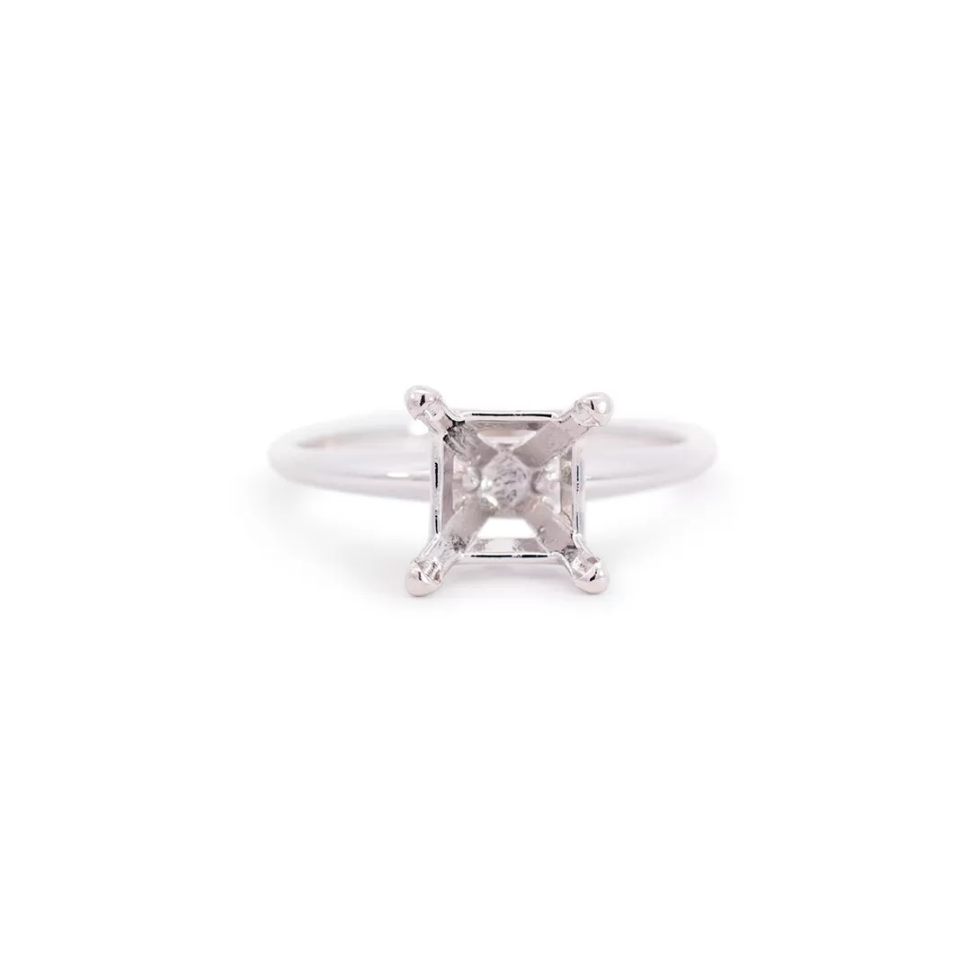 Ladies 14K White Gold Solitaire Semi-mount Engagement Ring