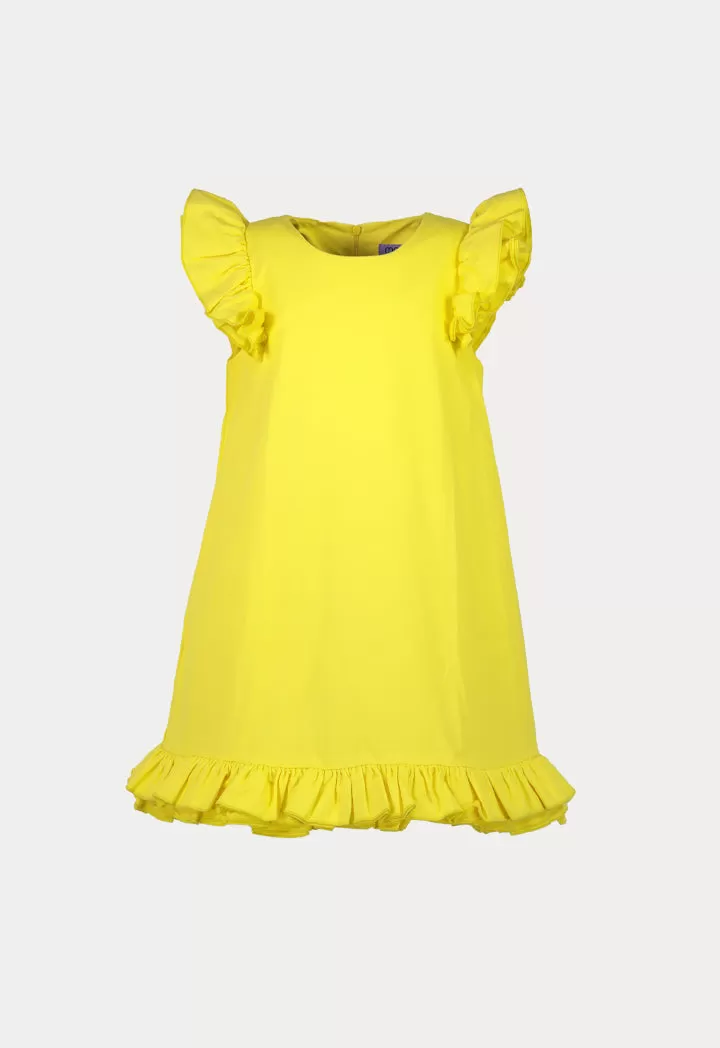 Layered Ruffle Hem And Sleeve Dress