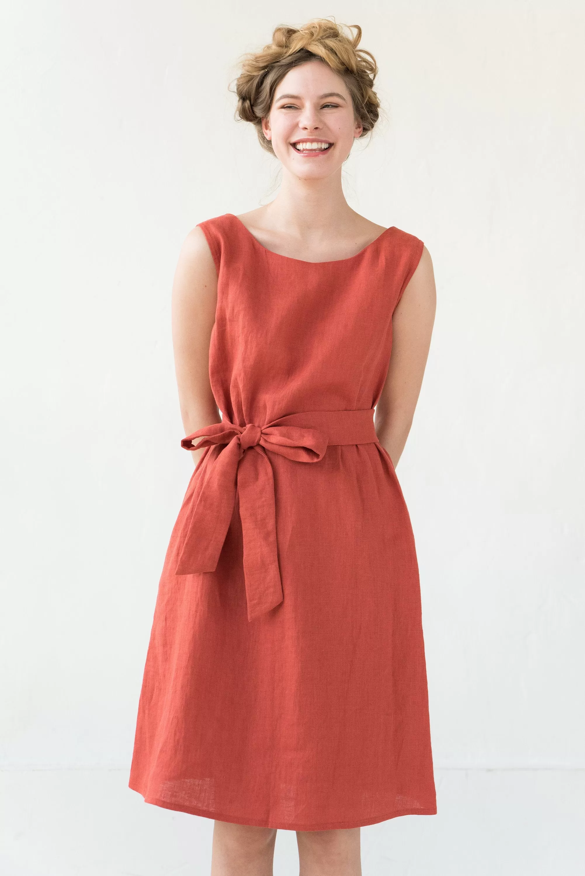 LeMuse linen dress LUCKY, Orange, L