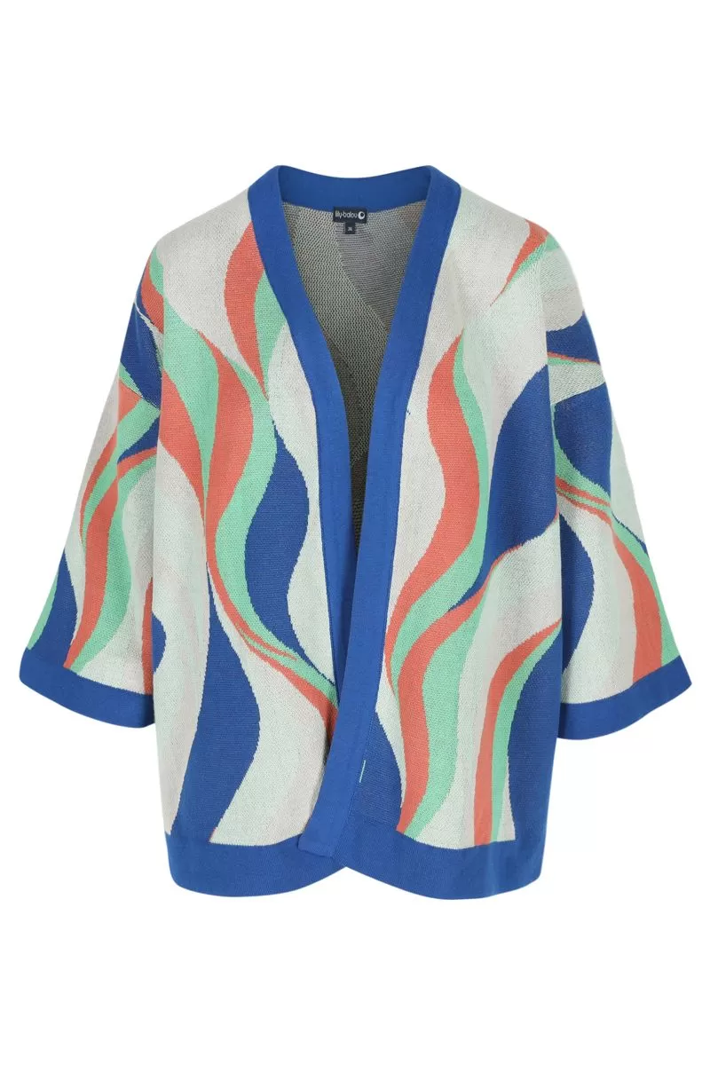 Lily-Balou Snorkel Blue Magnolia Kimono Jacquard Cardigan