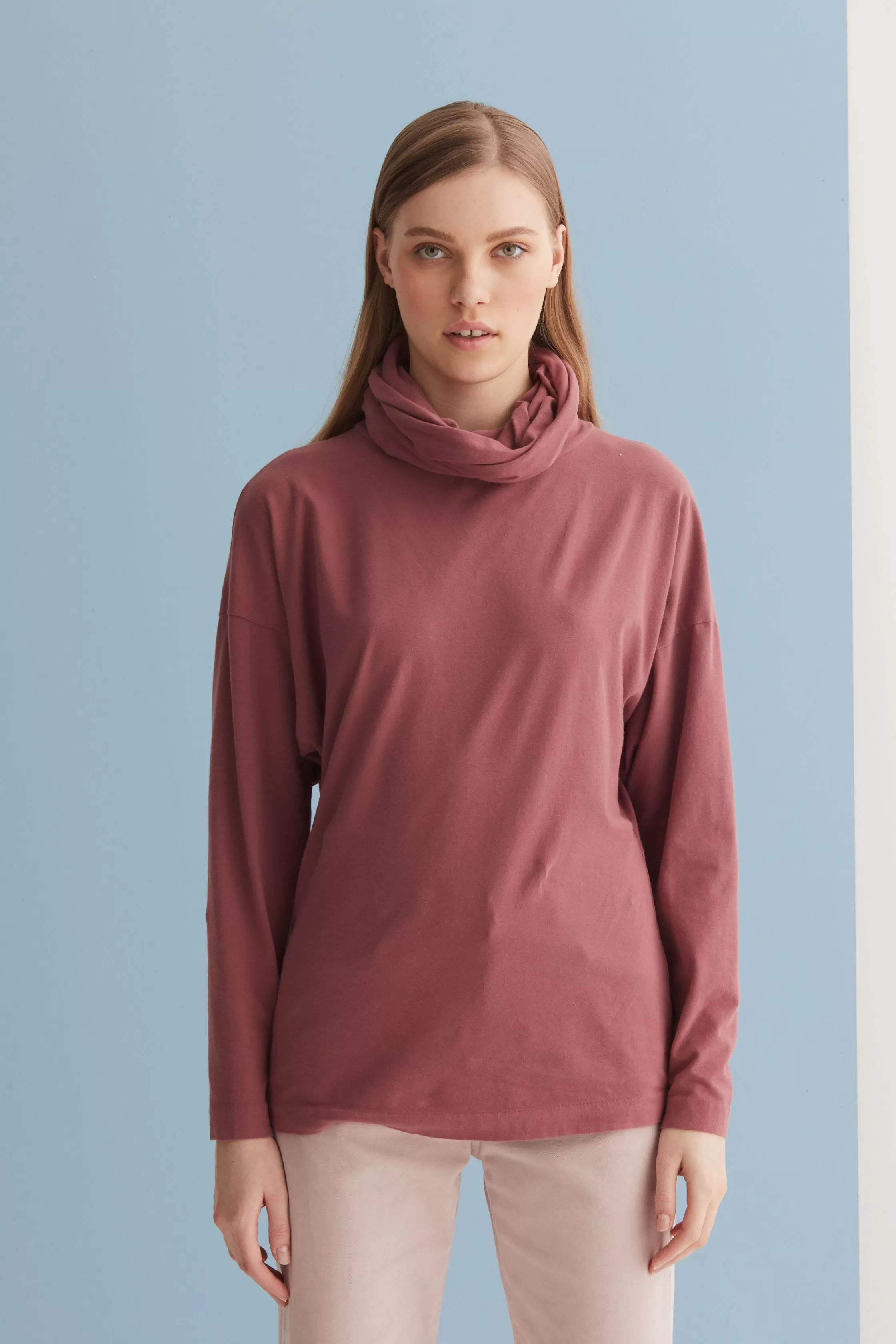 Long Sleeve Cotton Shirt with Soft Neck Garment Dyed 36AU 2842