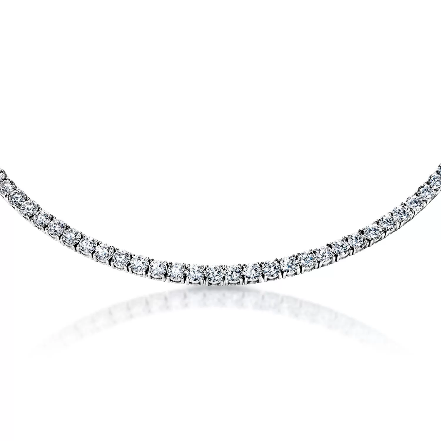 Loyce 27 Carat Round Brilliant Lab-Grown Diamond Tennis Necklace in 14k White Gold By Mike Nekta