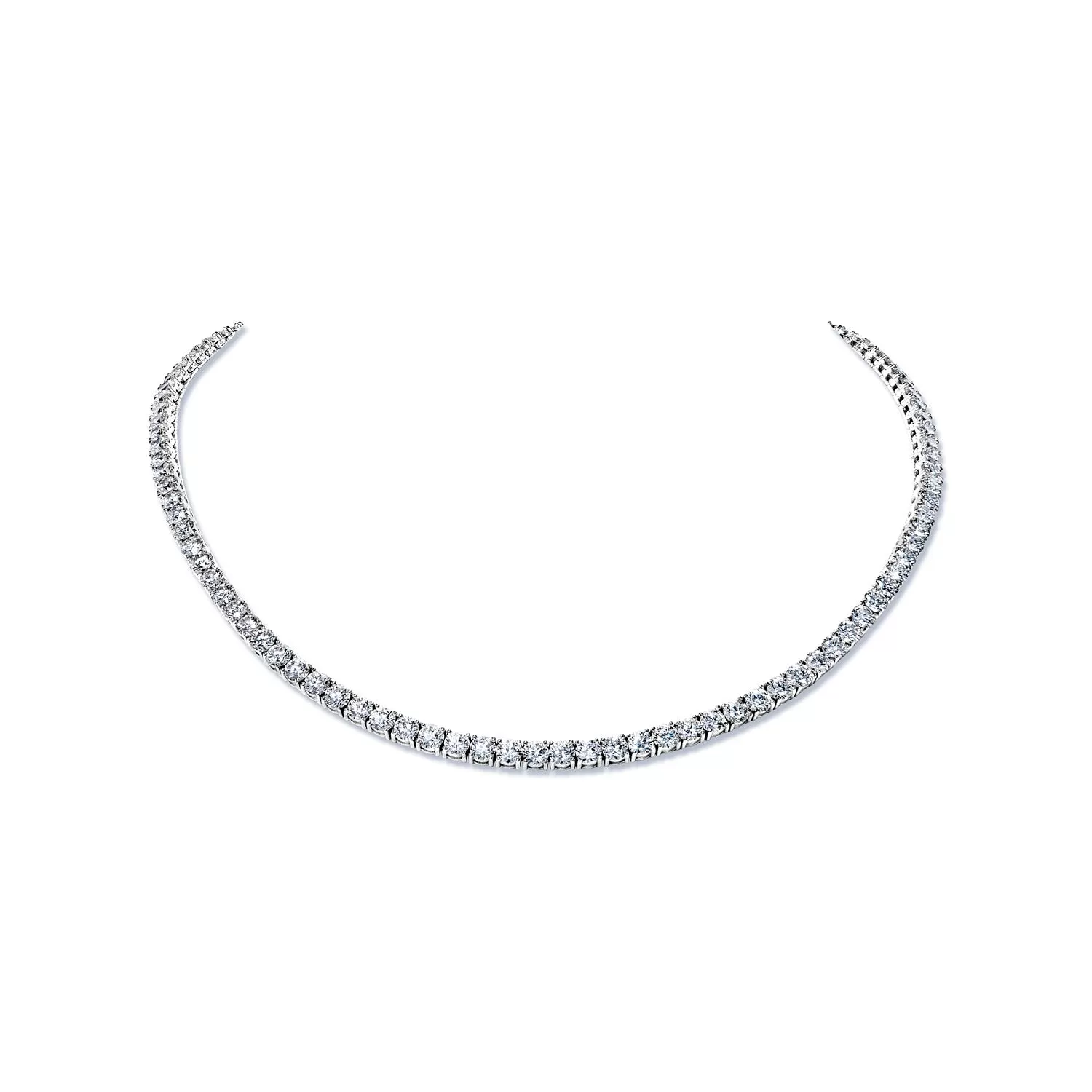 Loyce 27 Carat Round Brilliant Lab-Grown Diamond Tennis Necklace in 14k White Gold By Mike Nekta