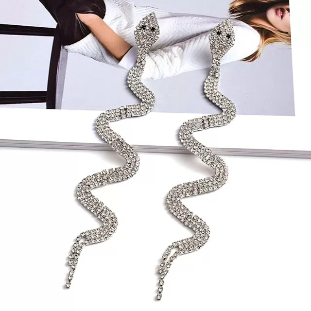 Luxurious Long Drop Snake Earrings