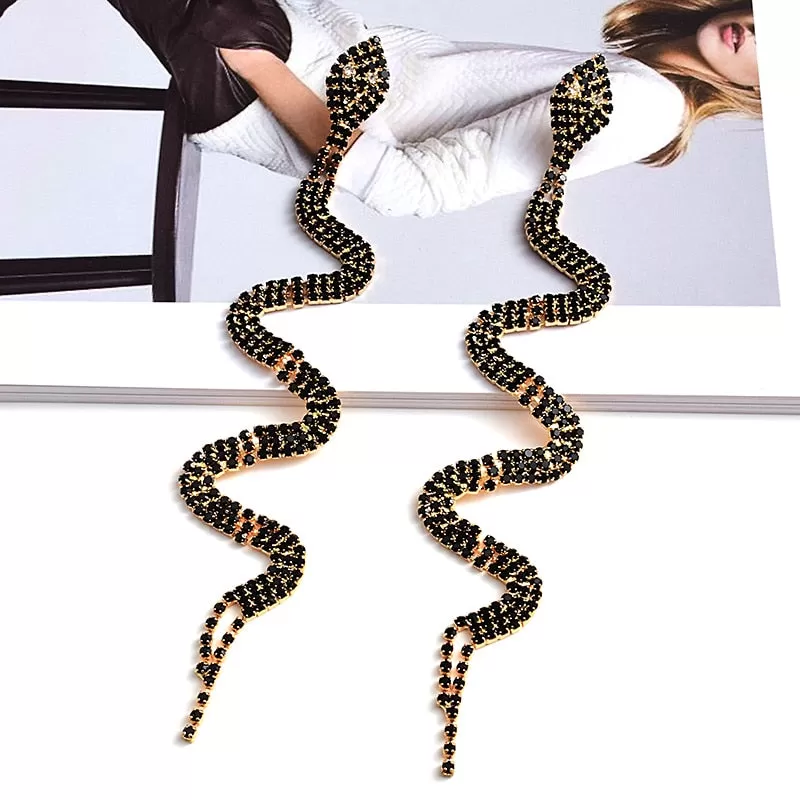 Luxurious Long Drop Snake Earrings