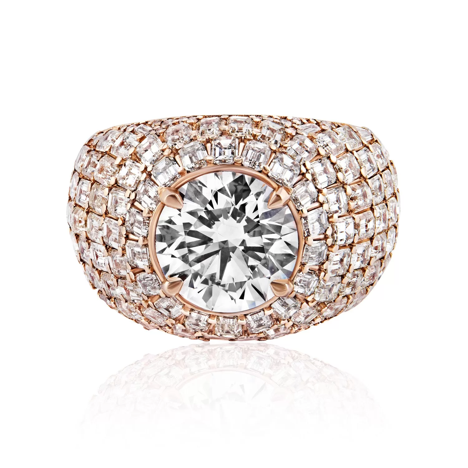 Lyanna 17 Carat H VS2 Round Brilliant Lab-Grown Diamond Chandelier Engagement Ring in 14k Rose Gold