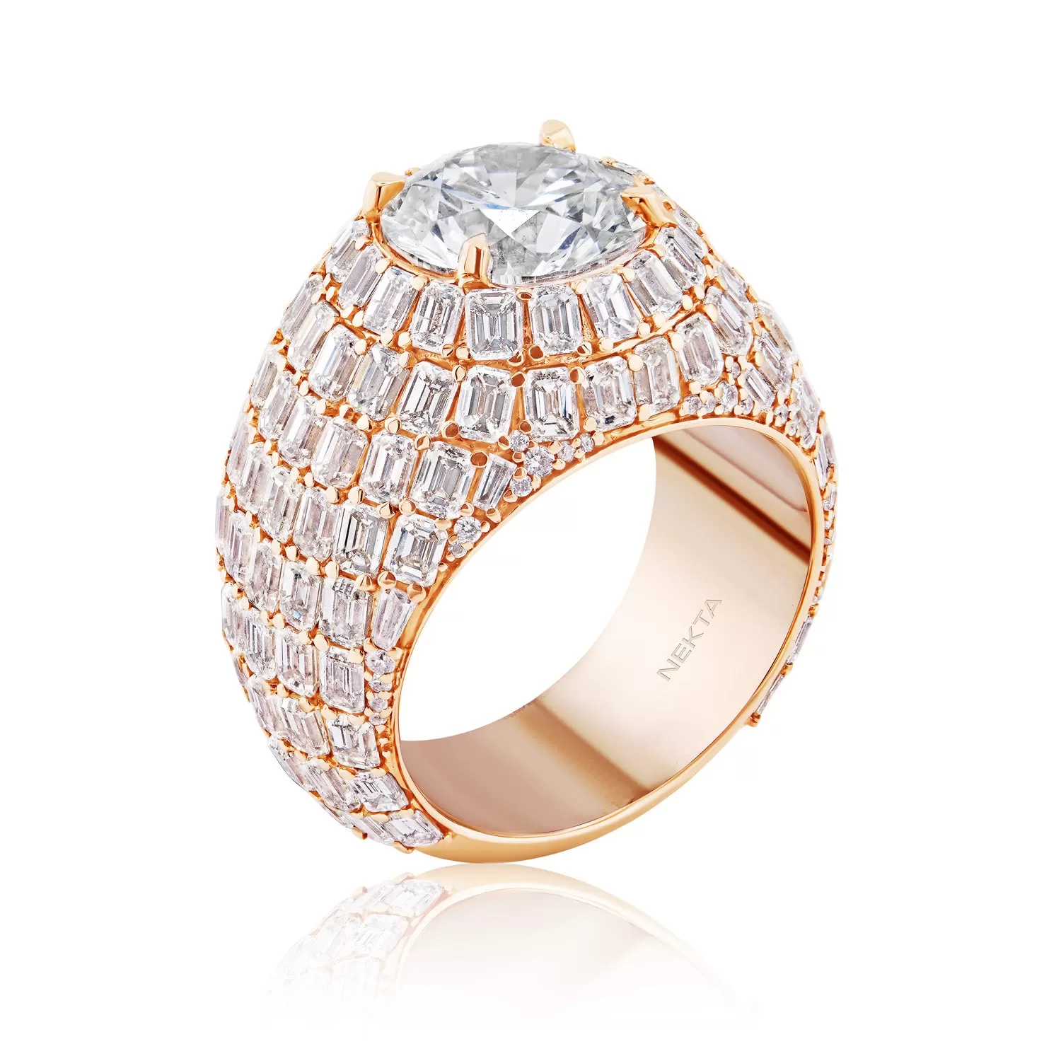 Lyanna 17 Carat H VS2 Round Brilliant Lab-Grown Diamond Chandelier Engagement Ring in 14k Rose Gold