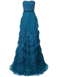 Marchesa Notte Blue Ruffled Strapless Gown UK 6