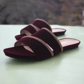 Maroon Fancy Slipperd for women