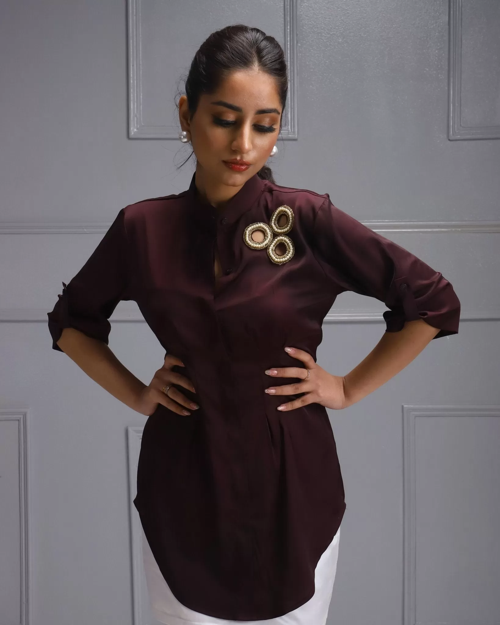 Maroon Shirt Dress