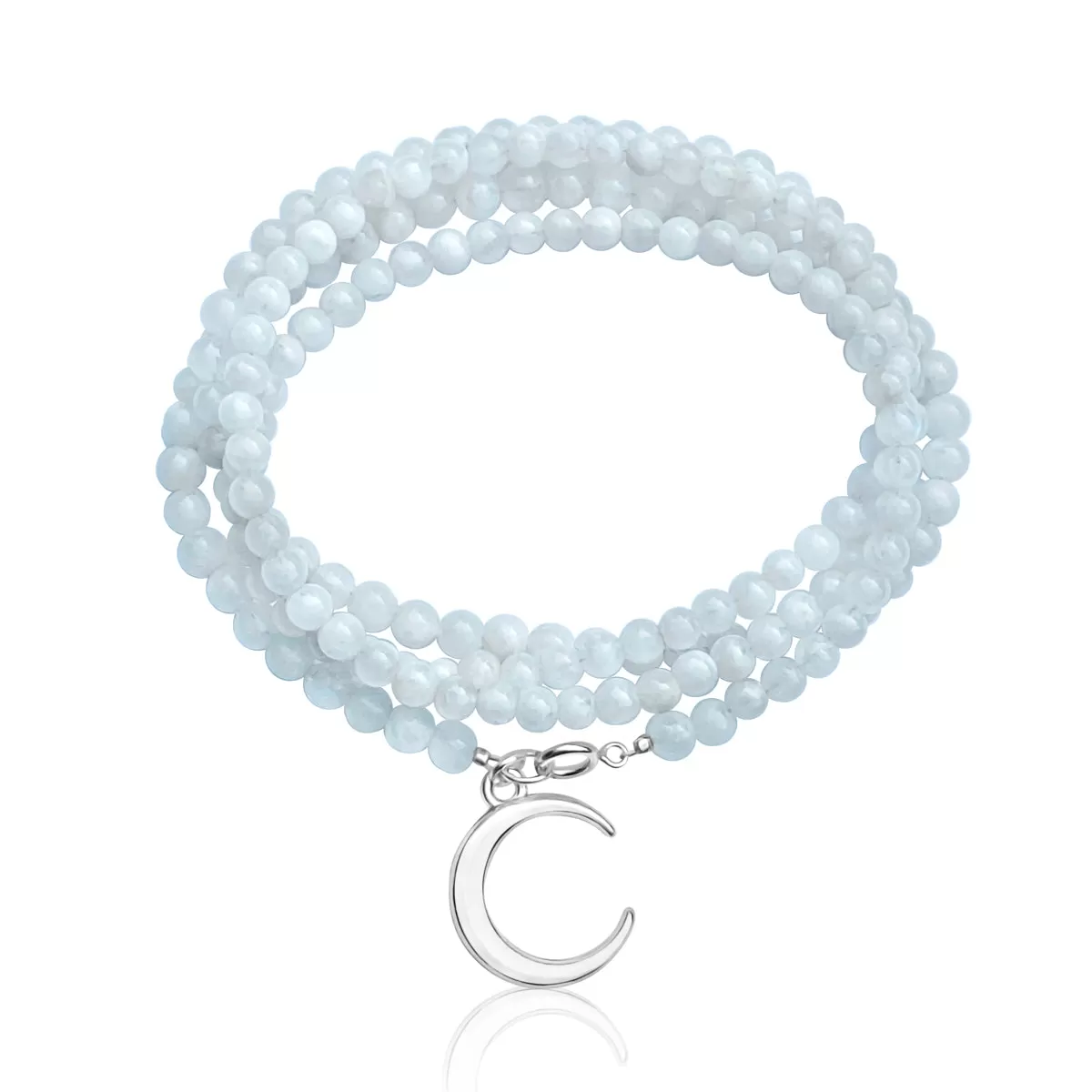 Moonstone Wrap Bracelet with a Crescent Moon Charm - Lunar Energy for Healing