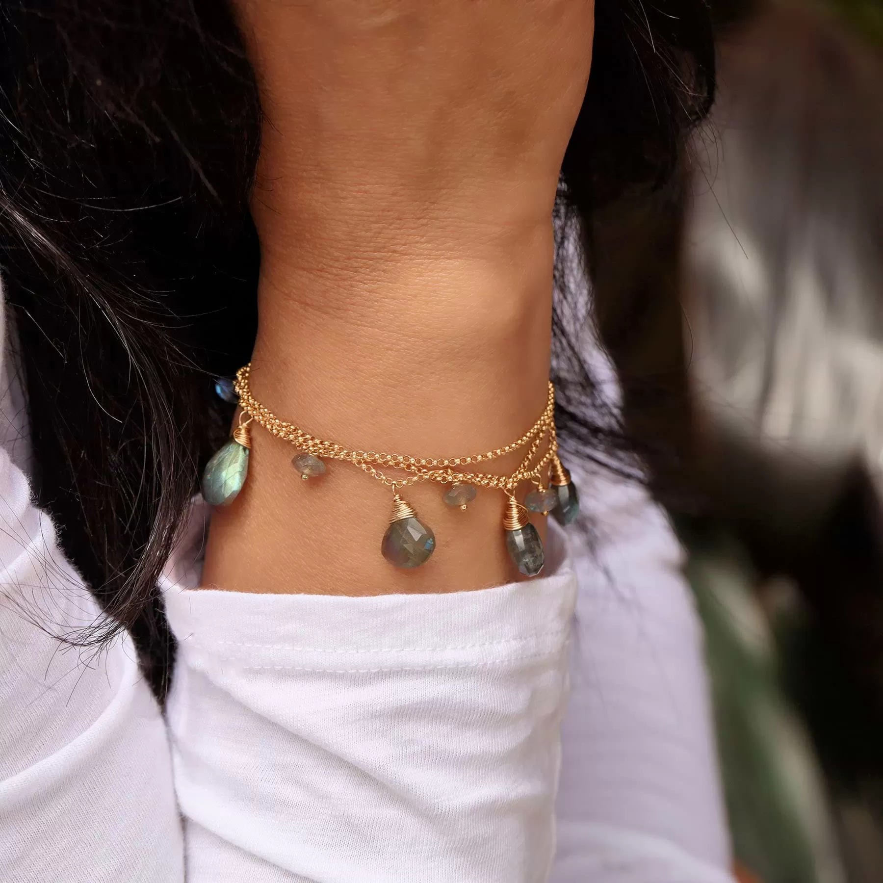 Munich - Labradorite Gold Charm Bracelet