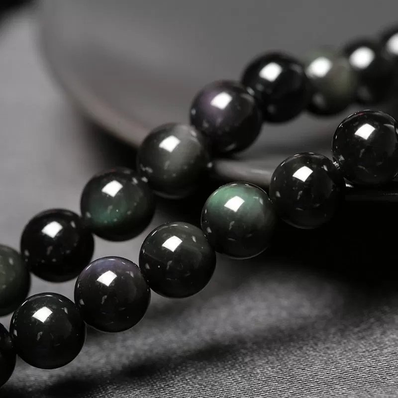 Natural Black Obsidian Stone Multilayer Beads Strand Bracelet