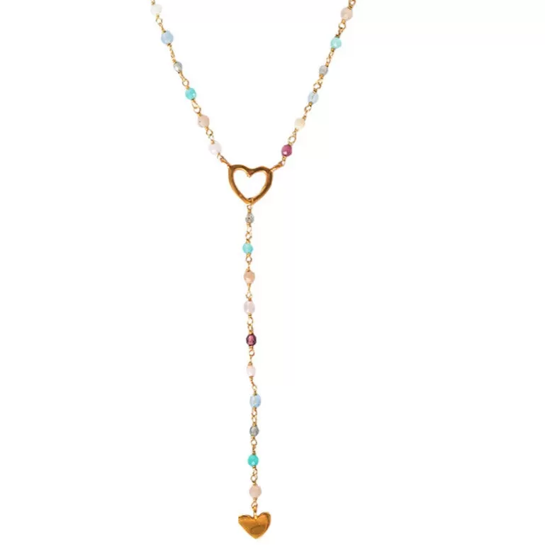 NECKLACE HEART DROP MULTI SUMMER