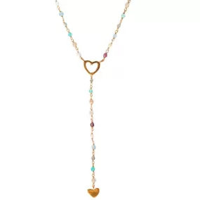 NECKLACE HEART DROP MULTI SUMMER