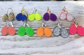 Neon Summer Druzy Dangly Earrings