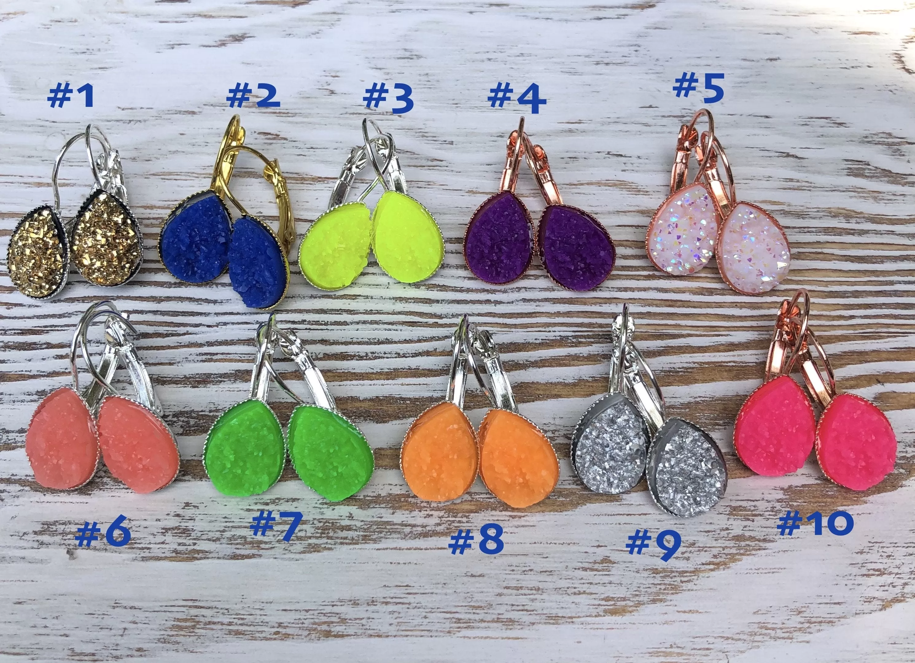 Neon Summer Druzy Dangly Earrings