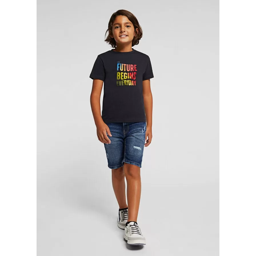 Nukutavake Boys Bermuda Distressed Denim Shorts _Dark Blue 6215-73