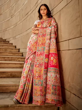 Odette Off White Kashmiri Handloom Woven Saree For Women