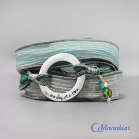 One Day At A Time - Inspirational Silk Ribbon Boho Bracelet | Moonkist Designs