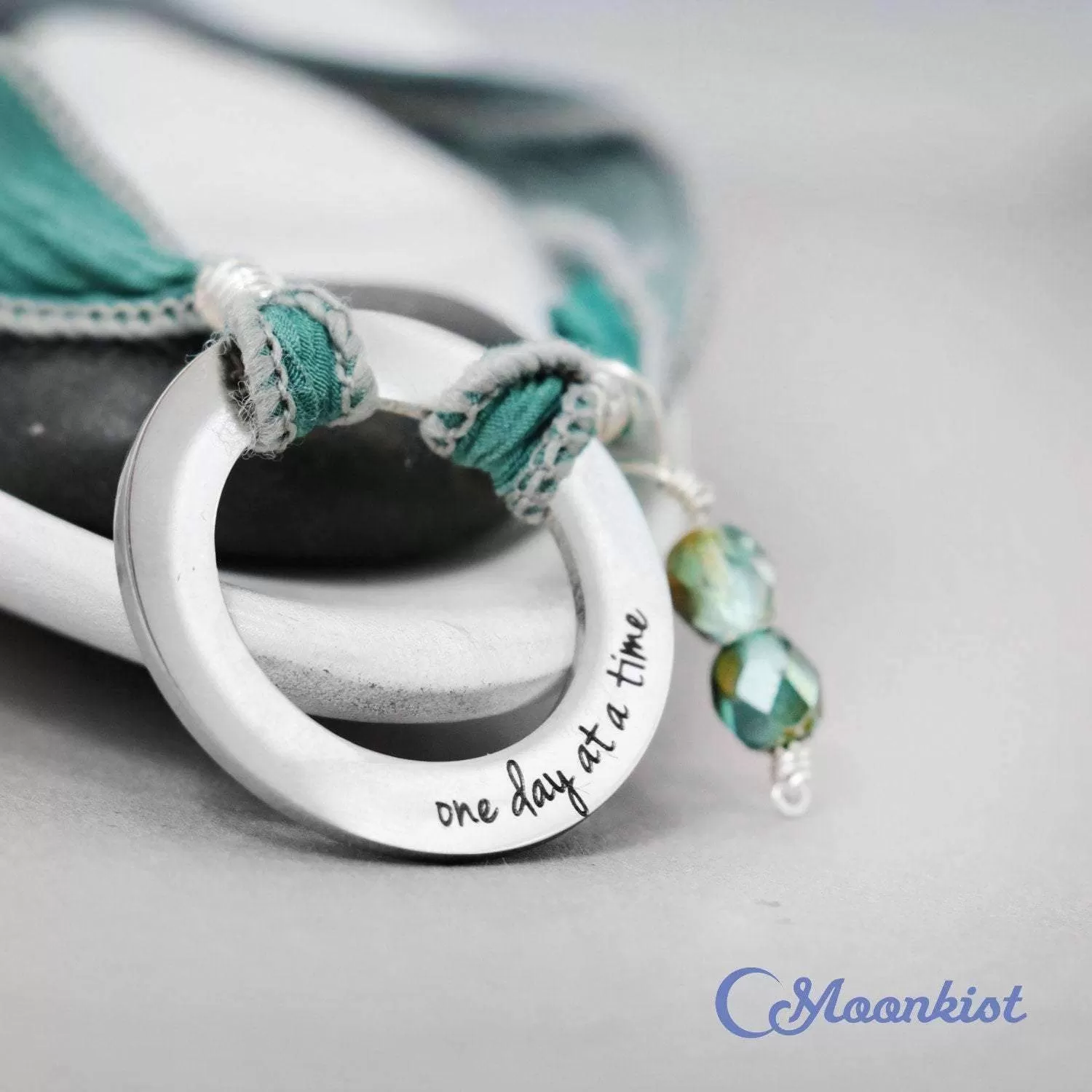 One Day At A Time - Inspirational Silk Ribbon Boho Bracelet | Moonkist Designs