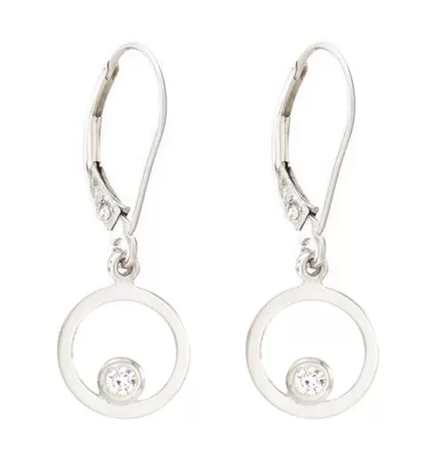 Open Circle Dangle Earrings With Diamond