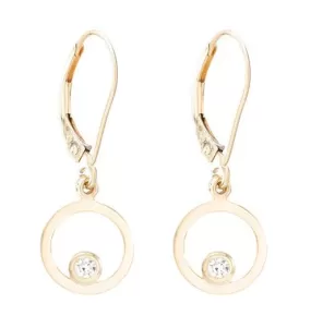 Open Circle Dangle Earrings With Diamond